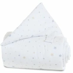 Babybay Gitterschutz Für Verschlussgitter Piqué Weiß, Mit Sternemix Sand/azurblau