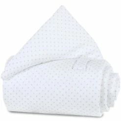 Babybay Gitterschutz Für Verschlussgitter Piqué Weiß, Mit Punkten Perlgrau