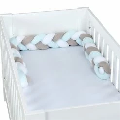 Babybay Nestchenschlange Geflochten Für Kinderbetten Weiß/beige/aqua -Kinderwagen babybay kinderbett nestchenschlange geflochten weiss beige aqua 501971 004