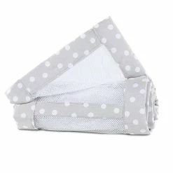 Babybay Nestchen Mesh-Piqué Für Maxi, Boxspring Und Comfort Perlgrau, Mit Punkten Weiß