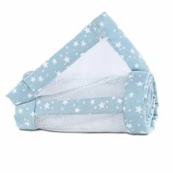Babybay Nestchen Mesh-Piqué Für Original Azurblau, Mit Sternen Weiß