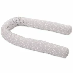 Babybay Nestchenschlange Piqué Für Kinderbetten Perlgrau, Mit Sternen Weiß