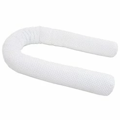 Babybay Nestchenschlange Piqué Für Kinderbetten Weiß, Mit Punkten Perlgrau