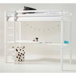 Hoppekids Hochbett ECO Dream 90x200 Cm Mit Gerader Leiter & Tischplatte | Teilbar