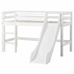Hoppekids Halbhohes Bett ECO Dream 70x160 Mit Rutsche Gerade Leiter | Teilbar -Kinderwagen basic a5 3 1