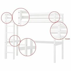 Hoppekids Hochbett ECO Dream 90x200 Cm Mit Gerader Leiter | Teilbar -Kinderwagen basic a8 1 detail de 1