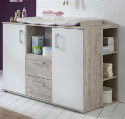 Arthur Berndt Bente Kinderzimmer 3-teilig Eiche Sand Dekor Mit Weiß -Kinderwagen benedikt wickelkommode 2