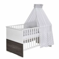 Schardt Ice Crystal Grau Bettset 4- Teilig Mit Bettwäsche, Himmel Und Nestchen