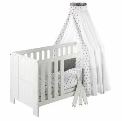 Schardt Big Stars Grey Bettset 4- Teilig Mit Bettwäsche, Himmel Und Nestchen