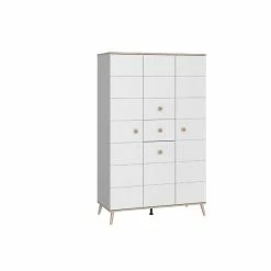 Wimex Billund Kleiderschrank 4-türig Weiß / Eiche Sägerau