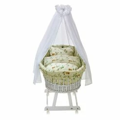 Alvi Birthe Stubenwagen Weiß Komplettset BIO Matratze, Himmelstange Und Garnitur Koalas World
