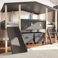 Nature Kid Cory Hausbett Anthrazit Mit Rutsche Liegefläche 90 X 200