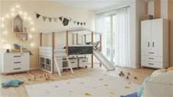 Nature Kid Cory Kinderzimmer Weiß/natur 5-teilig Mit Hausbett 90 X 160 Cm Mit Dach