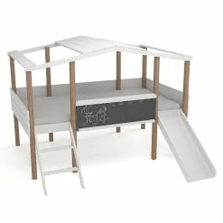 Nature Kid Cory Hausbett Mit Rutsche 90 X 200 Weiß -Kinderwagen catania whiteroom hausbett 1 1 2k gr