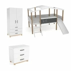 Nature Kid Cory Kinderzimmer Weiß/natur 7-teilig Mit Hausbett 90 X 200 Cm Mit Dach -Kinderwagen catania whiteroom zimmer weiss gr