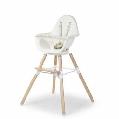 Childhome Evolu One.80° Hochstuhl Natur/weiß Inkl. 5-Punkt-Gurt Und Sicherheitsbügel