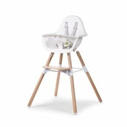 Childhome Evolu 2 Hochstuhl 2 In 1 Natur/weiß Inkl. 5-Punkt-Gurt Und Sicherheitsbügel