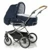 HESBA Condor Coupe Kinderwagen Außen 594 Innen 700 Schwenkbare Vorderrädern Schwarz, Ledergriff Hellbraun