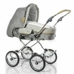 HESBA Condor Coupe Kinderwagen Außen 793 Innen 200 Teilleder Räder Schwarz 25 Cm, Ledergriff Greige