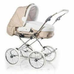 HESBA Condor Coupe Kinderwagen Außen 261 Innen 180 Teilleder - Räder Weiß 30 Cm, Griff Weiß