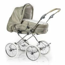 HESBA Condor Coupe Kinderwagen Außen 274 Innen 232 Räder Weiß 30 Cm, Ledergriff Greige