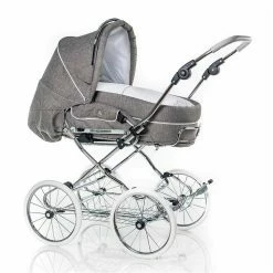 HESBA Condor Coupe Kinderwagen Außen 767 Innen 109 Räder Weiß 30 Cm, Ledergriff Grau