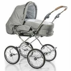 HESBA Condor Coupe Kinderwagen Außen 765 Innen 700 Räder Schwarz 30 Cm, Ledergriff Braun