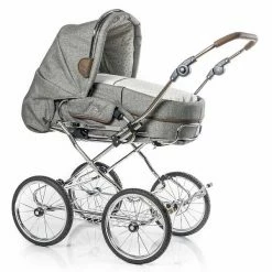 HESBA Condor Coupe Kinderwagen Außen 796 Innen 718 Teilleder Räder Schwarz 30 Cm, Ledergriff Braun