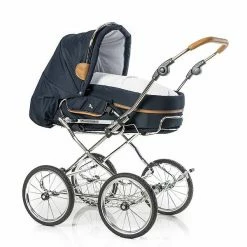 HESBA Condor Coupe Kinderwagen Außen 546 Innen 180 Teilleder - Räder Schwarz 30 Cm, Griff Hellbra