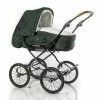 HESBA Condor Light Kinderwagen Außen 685 Innen 130 Black Edition - Räder Schwarz 30 Cm, Ledergriff Hellbraun