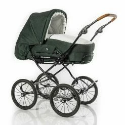HESBA Condor Light Kinderwagen Außen 685 Innen 130 Black Edition - Räder Schwarz 30 Cm, Ledergriff Hellbraun