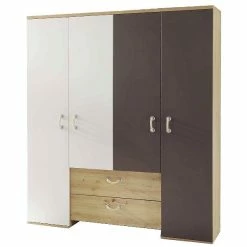 MÄUSBACHER Mäusbacher Cordula Kleiderschrank Weiß Und Lava Matt Mit Asteiche Dekor