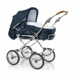 HESBA Corrado Kinderwagen Außen 501, Innen 110 Räder Schwarz, SL 250, Ledergriff Hellbraun