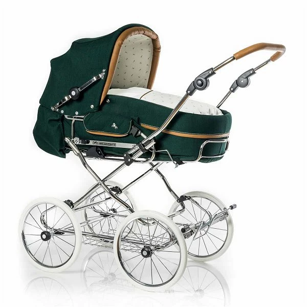 HESBA Corrado Kinderwagen Außen 647 Innen 250 Teilleder Räder Weiß 30 Cm, Ledergriff Hellbraun 1 HESBA Corrado Kinderwagen Außen 647 Innen 250 Teilleder Räder Weiß 30 Cm, Ledergriff Hellbraun