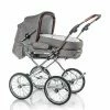 HESBA Corrado Kinderwagen Außen 796, Innen 227 Teilleder - Räder Schwarz 30 Cm, Griff Braun