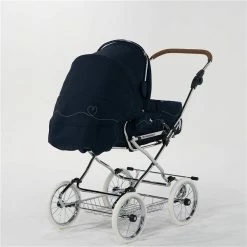 HESBA Condor Coupe Kinderwagen Außen 503 Innen 173 Räder Weiß 25 Cm, Ledergriff Hellbraun -Kinderwagen cro9330