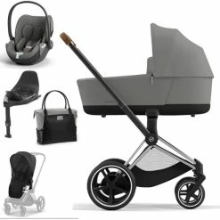 CYBEX E-PRIAM Kinderwagen Mirage Grey Bundle New Generation Inkl. 8 Zubehörartikel