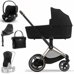 CYBEX E-PRIAM Kinderwagen Sepia Black Bundle New Generation Inkl. 8 Zubehörartikel