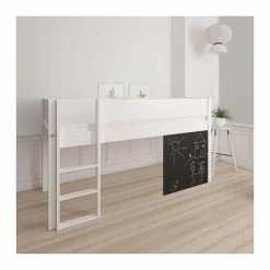 Manis-h Halbhohes Bett DEA 90x200 Cm Einfarbig Inkl. Tafel - 20 Farben Wählbar