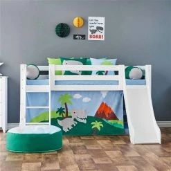 Hoppekids Halbhohes Bett ECO Luxury 90x200 Cm Mit Rutsche, Schräger Leiter & Absturzsicherung -Kinderwagen dinosaur premium halfhigh 90x200 milieu 4 1