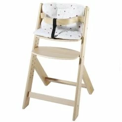 Schardt Domino Hochstuhl Buche Natur Massiv Funktionaler Treppenhochstuhl -Kinderwagen domino natur sitzkissen 1