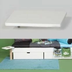 Manis-h Hochbett ASK Einfarbig Höhe 155 Cm, 20 Farben Wählbar -Kinderwagen dreh nachttisch kombi