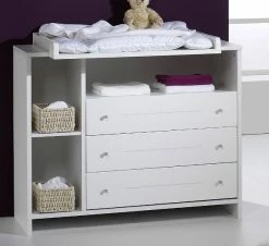 Schardt Eco Stripe Wickelkommode Weiß 3 Schubkästen, 3 Offene Fächer - Mit Wickelaufsatz
