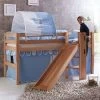 Relita ELIYAS Spielbett Buche Massiv Natur Mit Rutschenturm - Zum Einzelbett Umbaubar
