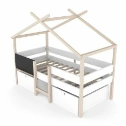 Nature Kid Finja Hausbett Weiß / Natur Mit 2 Schubkästen, Liegefläche 90 X 200 Cm -Kinderwagen finja whiteroom quadrat