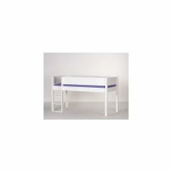 Manis-h Halbhohes Bett FREJ 90x200 Cm Einfarbig Absturzsicherung & Leiter - 20 Farben Wählbar