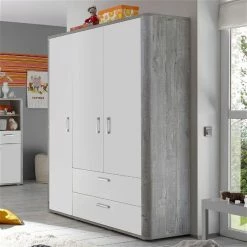 MÄUSBACHER Mäusbacher Frieda Kinderzimmer 3-teilig Vintage Wood Grey Weiß -Kinderwagen frieda schrank 2