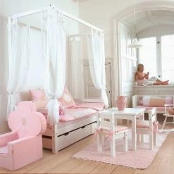 Hoppekids Himmelbett ECO Dream 90x200 Cm Weiß - Viel Zubehör -Kinderwagen ft flower milieu 1 higher contrast 1