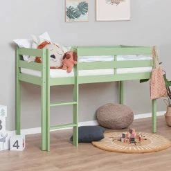 Hoppekids ECO Comfort Halbhohes Bett Pale Green 70 X 160 Cm - Ohne Lattenrost -Kinderwagen halbhochbett green 70x160 2
