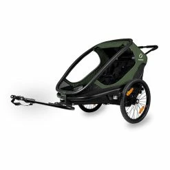 Hamax Outback Fahrradanhänger Grün/Schwarz Inkl. Deichsel & Buggyrad -Kinderwagen ham400062 outback green bicycle arm